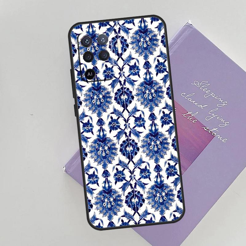 Blue And White Porcelain Case For Oppo A15 A16 A17 A52 A72 A76 A96 A74 A94 A53 A54S A57S A58 A78 A98 A77 Phone Cover