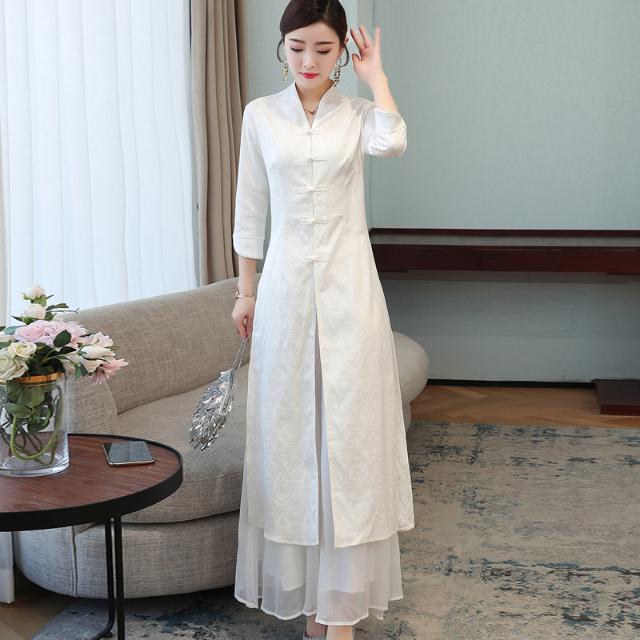Spring/Summer 2023 Cotton Linen Zen Cheongsam Dress with Frog Buttons - Artistic Retro Chinese Style