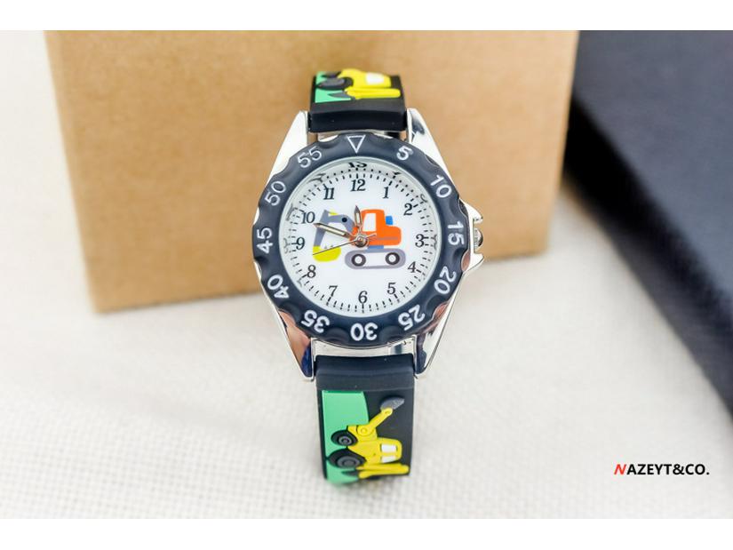 3D Cartoon Excavator Quartz Digital Watch for Kids