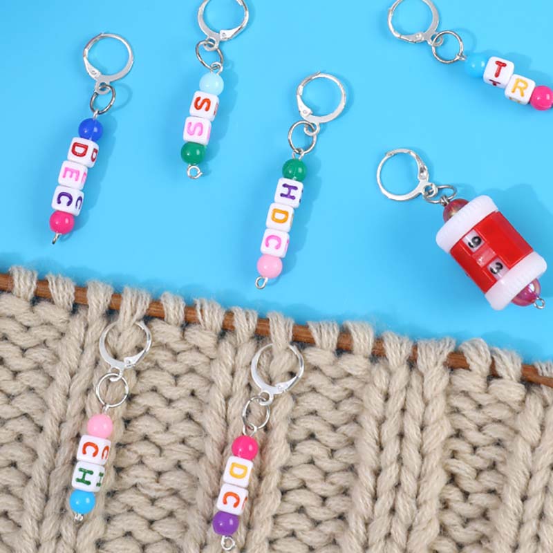 WTEMPO Chaveiro Marcadores de Ponto de Travamento com Contas Coloridas para Tricô, Quilting, Crochê Presente Perfeito para a Vovó ou para a Mamãe Suprimentos de Costura com Uma Bolsa