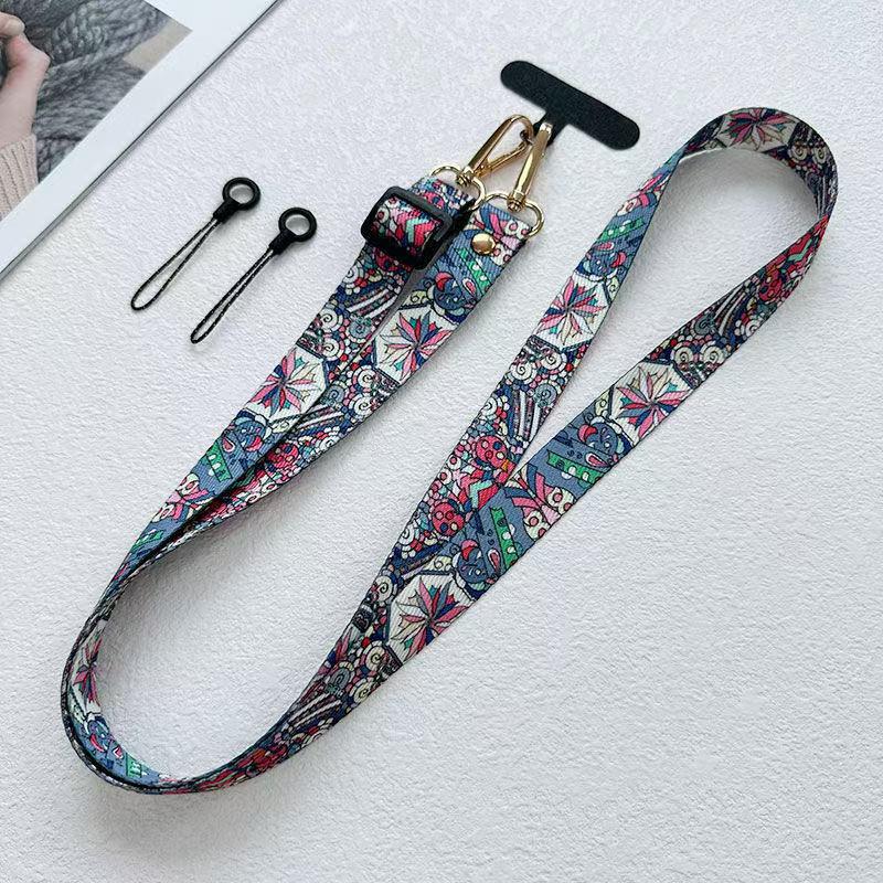 Verbesserte Version Retro-Muster Diagonales Band Verstellbar Handy Langes Lanyard Zum Aufhängen am Hals Um Verlust zu Verhindern Seil
