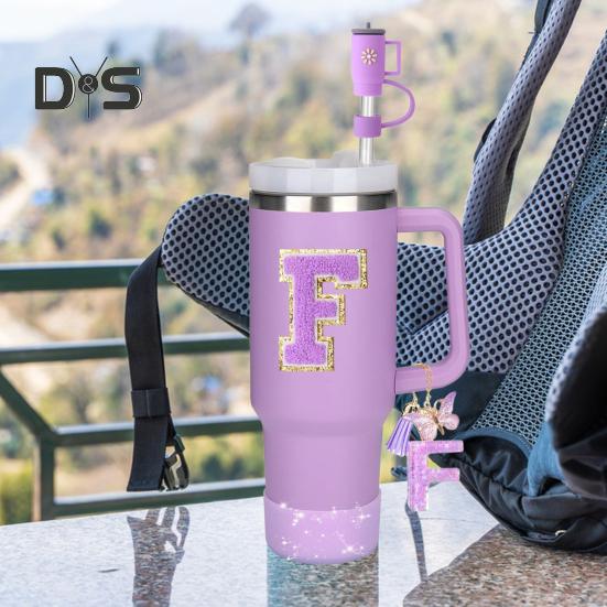 7Pcs Cup Accessories Set for 30/40oz Tumbler Silicone Straw Lid Spill-Proof Stoppers Handle Charm Initials Sticker Durable Personalized Mug