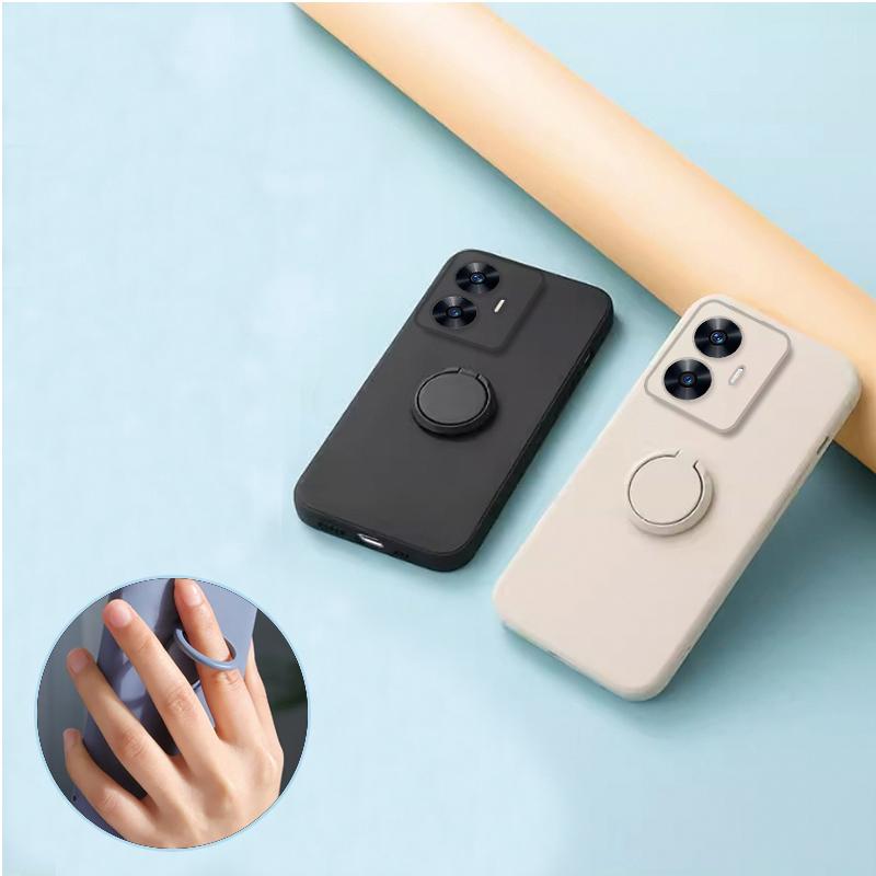 

Мягкий силиконовый чехол-подставка из ТПУ для Oppo Realme C55 C53 C35 C33 C31, сплошной цвет, защита объектива камеры, чехол для телефона