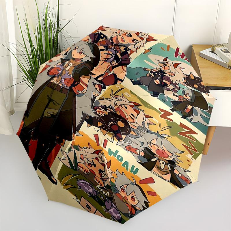 

1pc Outdoor Umbrella with Anime Character Print - Automatic Opening/Closing, Portable 3-Fold Design, 8-Bone Iron Frame - Perfect Gift for Fans, Travel