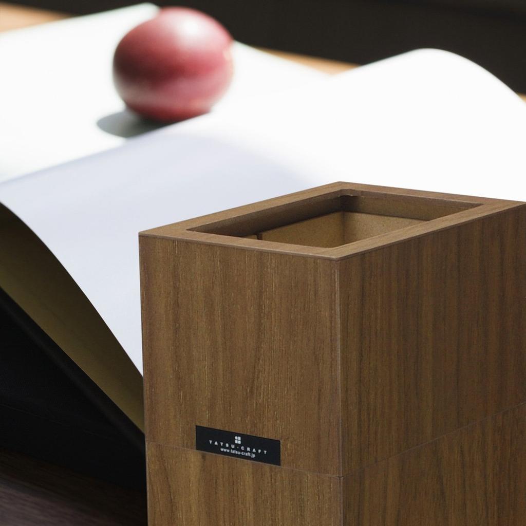 Tatsucraft Bask Dust Box with Cover S NA Natural Individual Box Specification Bosk Trash Can Separation Stylish with Lid Kitchen Brown Trash Can Pale