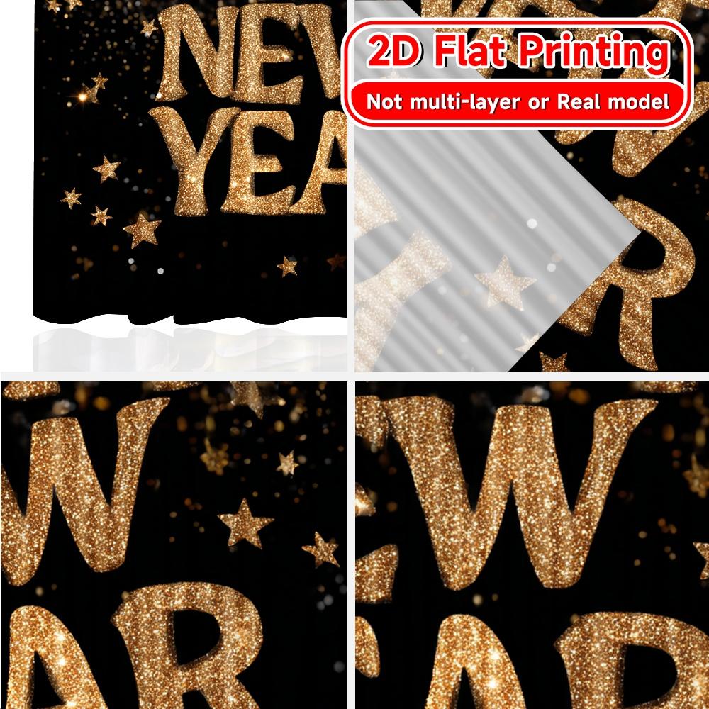 Set Of 2 Modern Flat Printing New Year Glow Curtain Fabric Versatile Polyester Curtains Room Decor Ldeal Living For Made