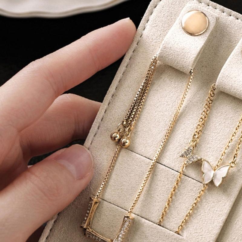 Portable Jewelry Roll Case  Leather Multi Layer   For Necklace Earring Rings Travel Packaging Organizer Earrings Bag