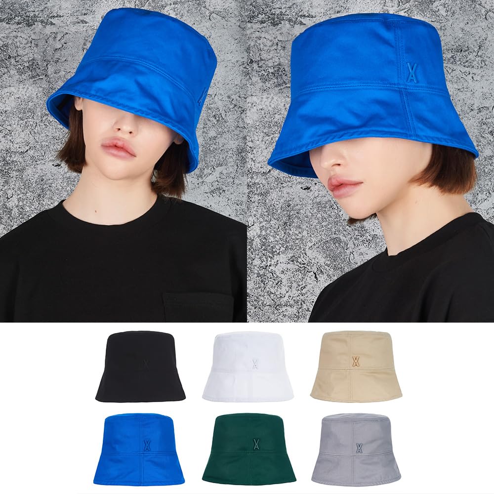 Stud drop over fit bucket hat Blue [VARZAR]