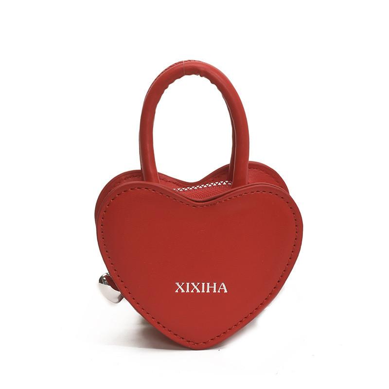 Girl Pu Crossbody Bag With Heart Design And Chain Detail For School And Casual