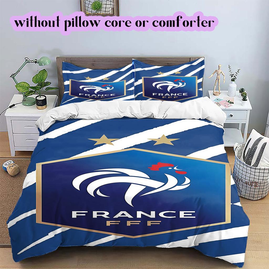France Football Soccer Pattern Bedding,Quilt Set Quilt Cover Pillowcase Home Birthday Gift (1*duvet Cover+2*pillowcase,without Core)