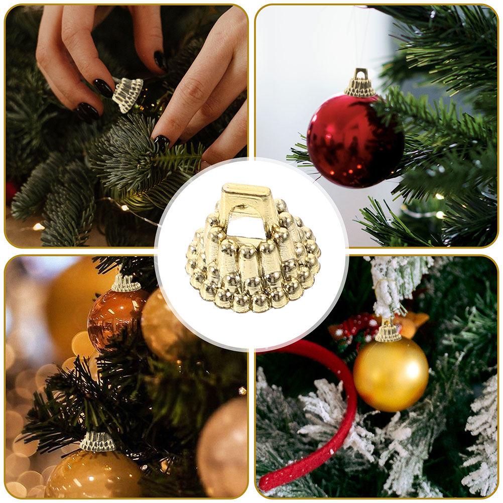 100 Pezzi Tappi per Palline di Natale Rotondi Fai da Te Ganci Natalizi Decorazione Tappo per Palline di Plastica per Albero Forniture per Feste Tappi di Ricambio