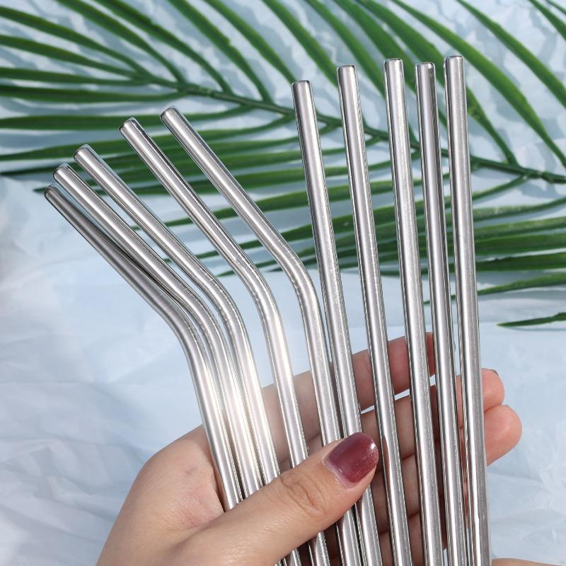 50/5x Stainless Steel Straw 304 Metal Drinking Straw for Party Kitchen Smoothie Milkshake Cocktail Hot Drinks Straight and Bent