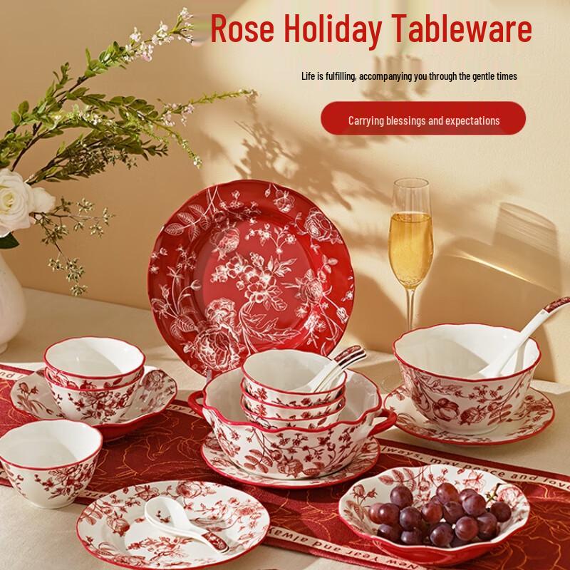 Set di Piatti in Ceramica Rose Holiday di Naijiang
