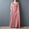 DIMANAF 2026 New Women Plus Size Summer Vintage Lady Long Dress Sleeveless Vest Loose Oversize Maxi Sundress Solid Cotton Linen