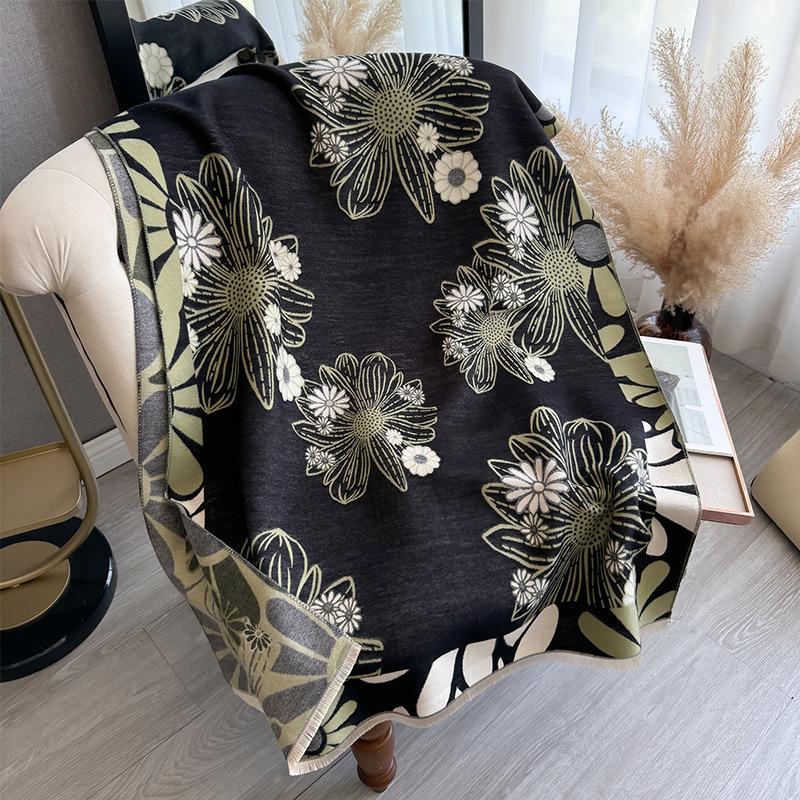 

Растения, Цветы, Маргаритки, Контрастные цвета, Модный, Элегантный и Удобный, Женский Термошарф из Имитации Кашемира, Шаль для Кондиционера 185*65