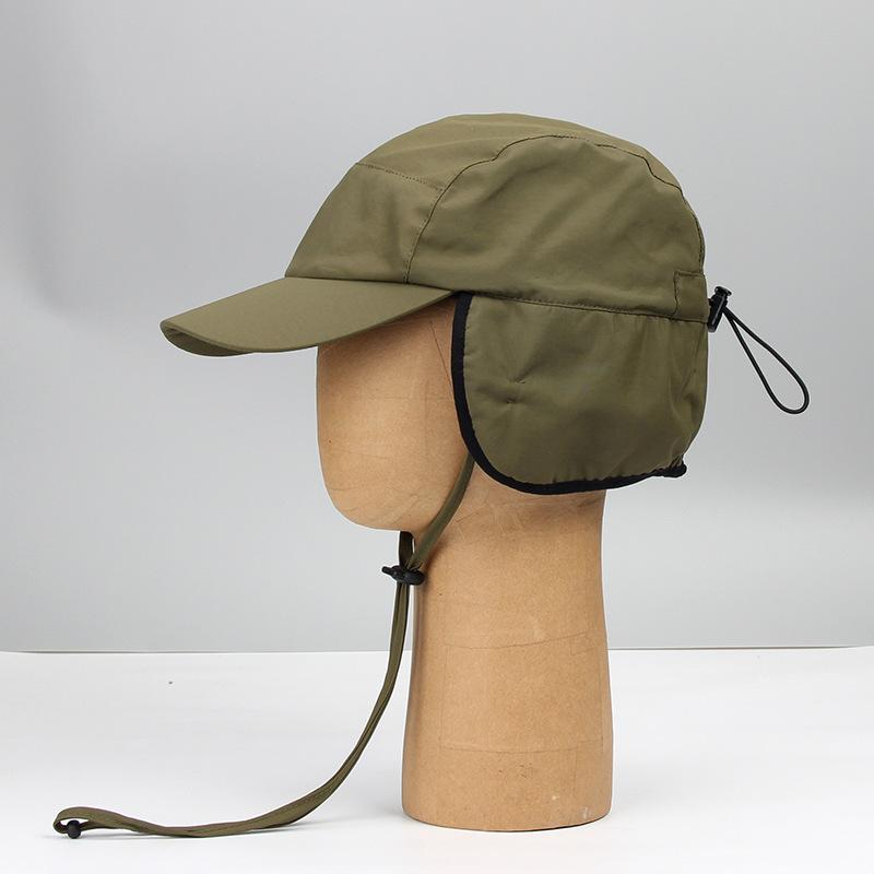 Water-Resistant Winter Ear Flap Baseball Cap - Warm Fleece Lined, Thickened with Drawstring, Adjustable for Big Head (Men Women)