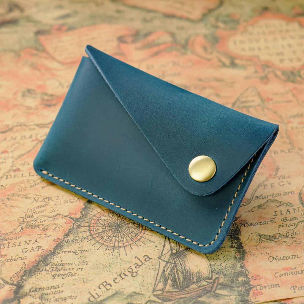 Cross-Border Crazy Horse Leather Card and Coin Holder with Snap Button