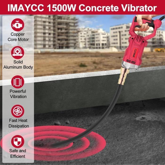 IMAYCC Vibrateur en Béton 1500W Puissant Vibreur avec Tige Vibrante 2M