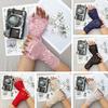 1 paar handschoenen halve vingers kant doorzichtig uitgehold bloemborduurwerk effen kleur elastische bruid bruiloft prom feest decoratieve handschoenen