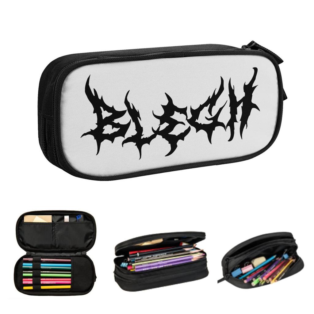 Blegh Heavy Metal Metalcore Deathcore Pencil Cases for Student School Pen Box Pencil Bag Big Capacity Pencil Pouch