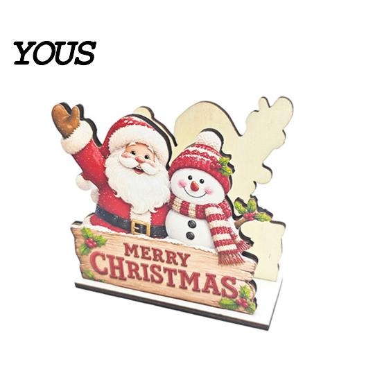 Wooden Holiday Ornament Christmas Napkin Holder for Table, Santa Snowman Reindeer Tree Cocktail Square Storage Tissue Dispenser Winter Parties,