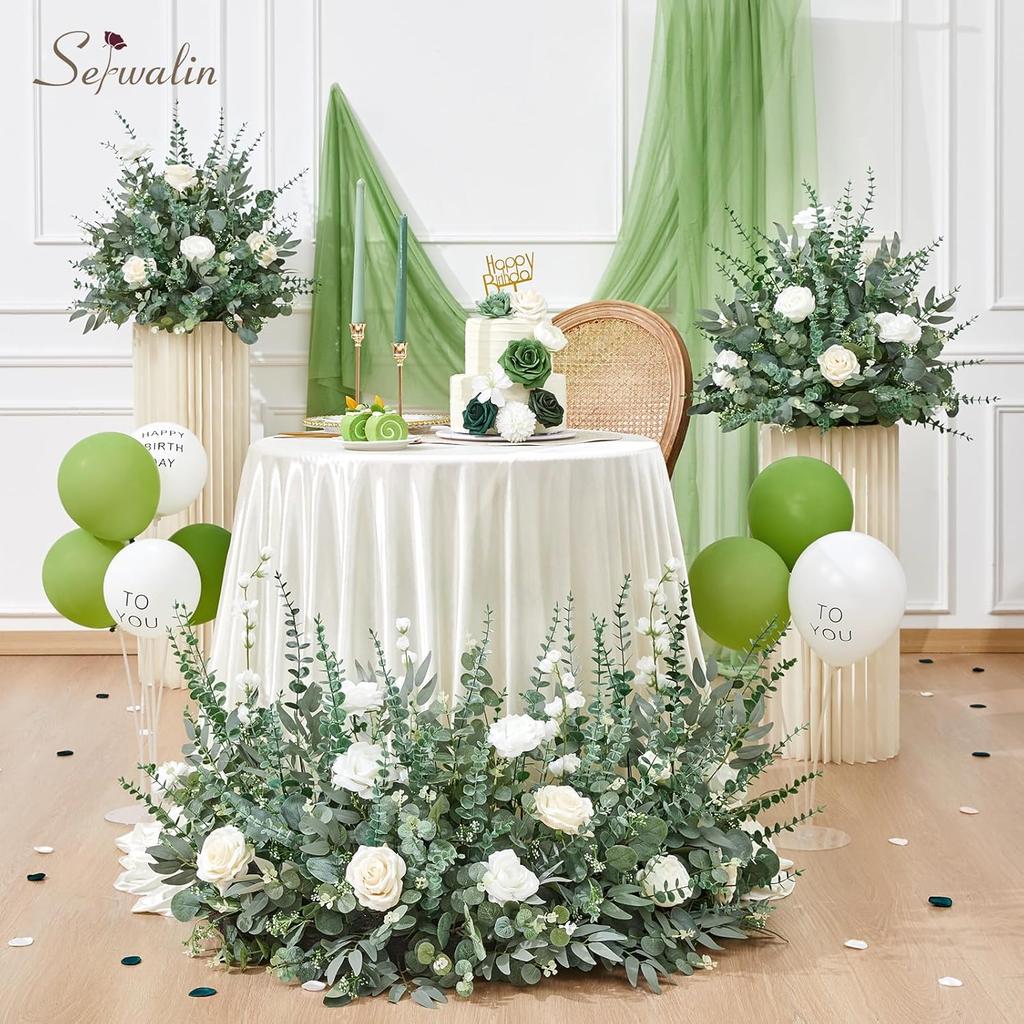 100pcs Artificial Mixed Eucalyptus Stems Leaves Bulk, 4 Kinds Fake Greenery Silver Dollar Eucalyptus Leaves Picks for DIY Bouquets Home Decor