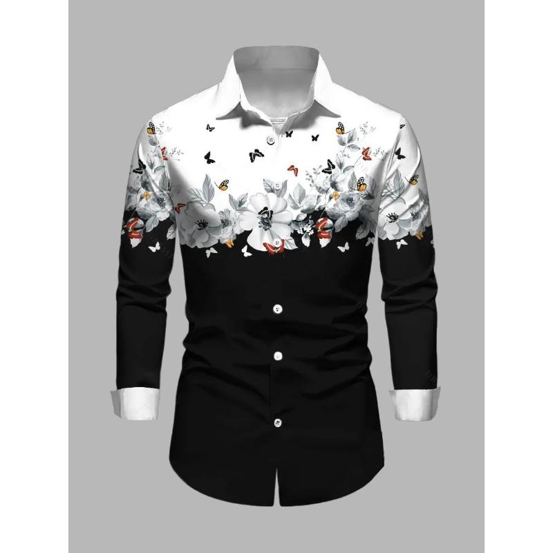 Men s Long Sleeve Shirt Casual Shirt Clothing Fashion 3D Butterfly Print Long Sleeve Men s Fashion Clothing 4XL