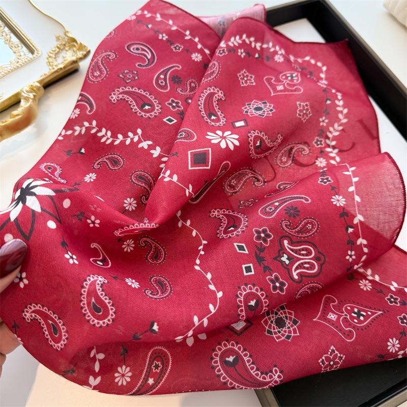 Cotton Linen Small Square Scarf With Simple Breathable Cashew Print Women's Decoration Professional Summer Versatile