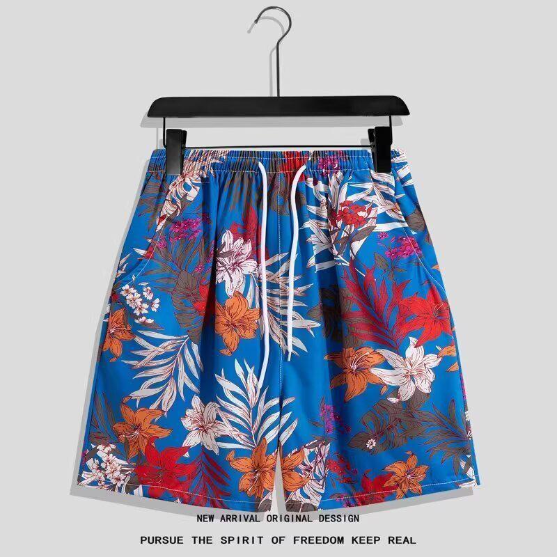 Men's Seaside Floral Hawaiian Shirt & Beach Shorts Set - Cool, Loose Fit for Summer