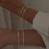 2/6PCS 925 Silver Link Chain Bracelet for Women Girls Luxury Sparkling Crystal Minimalist Daily Wear Jewelry Gift
