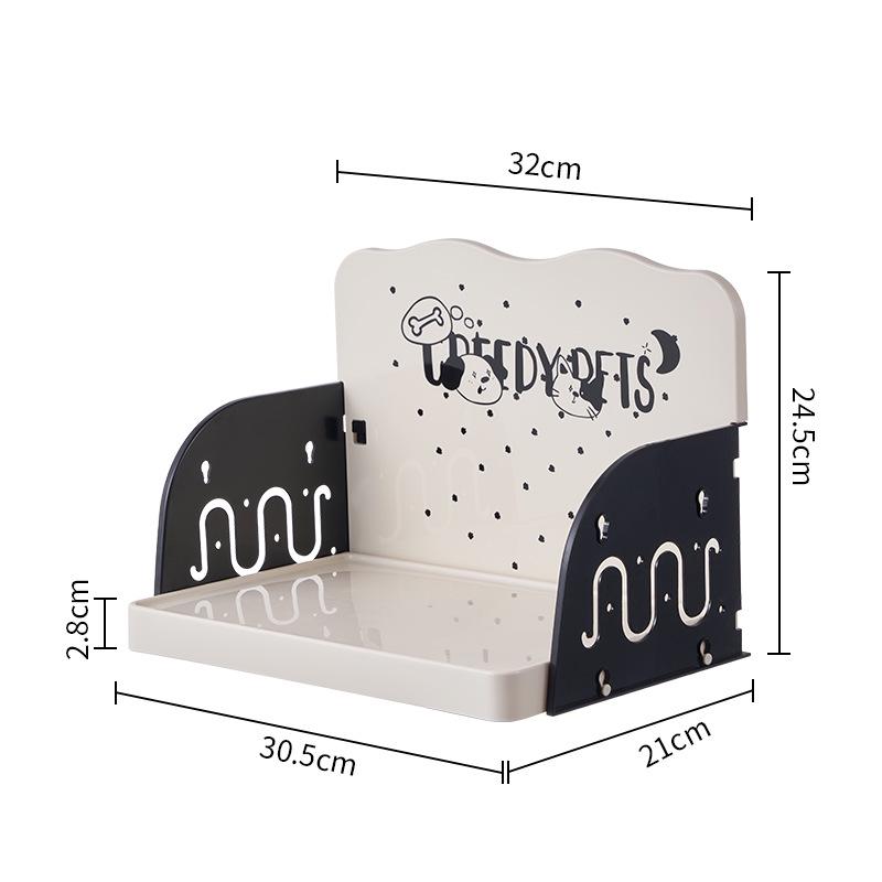 Anti-Tip Pet Dining Table with Logo Printing - Cat & Dog Bowl Stand with Storage Rack