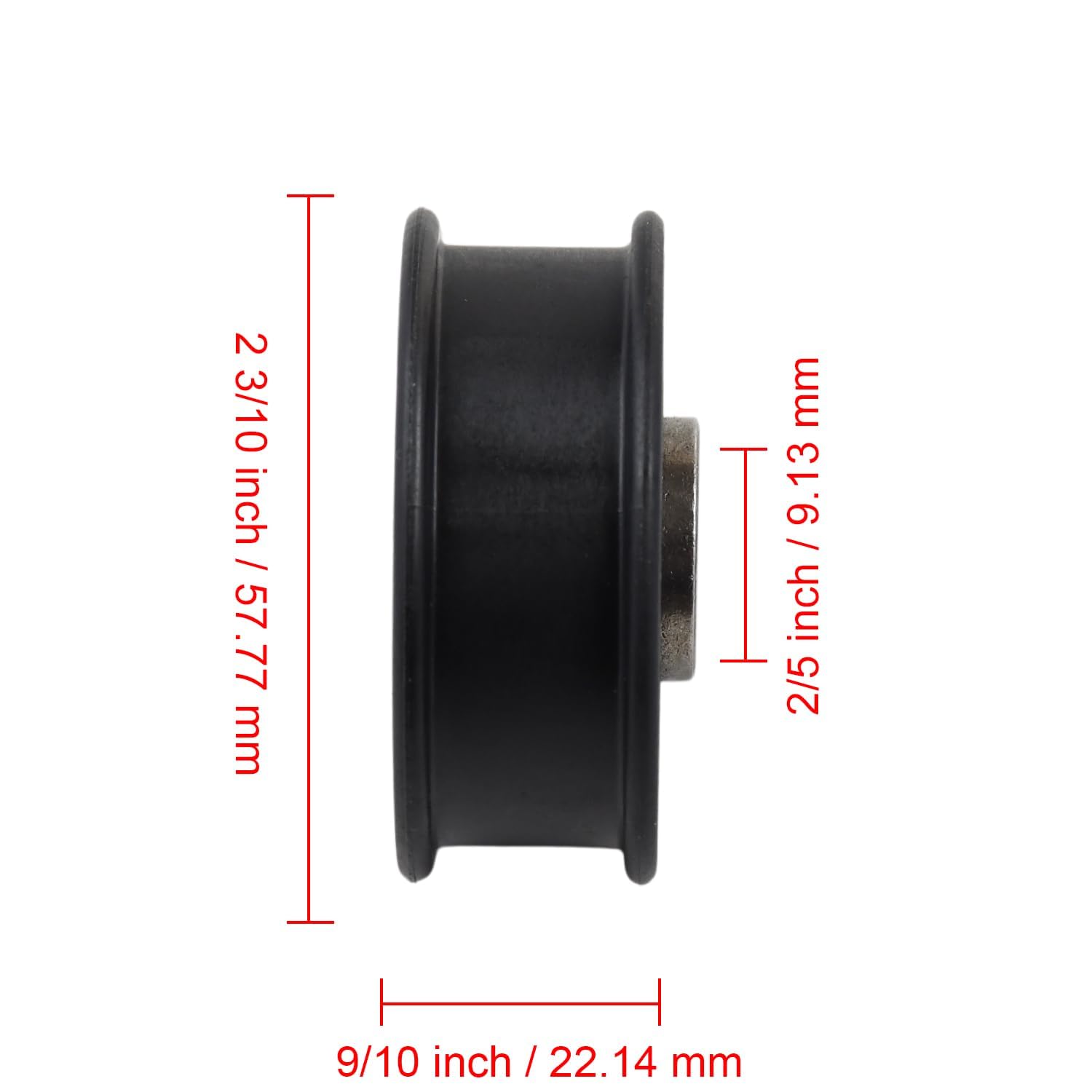 

604491 Flat Idler Pulley ID 3/8, OD 2 Compatible with Hustler Raptor 931741 931881 931899 933069 SDX 936476 936484 938530 SD 932541 932558 932566