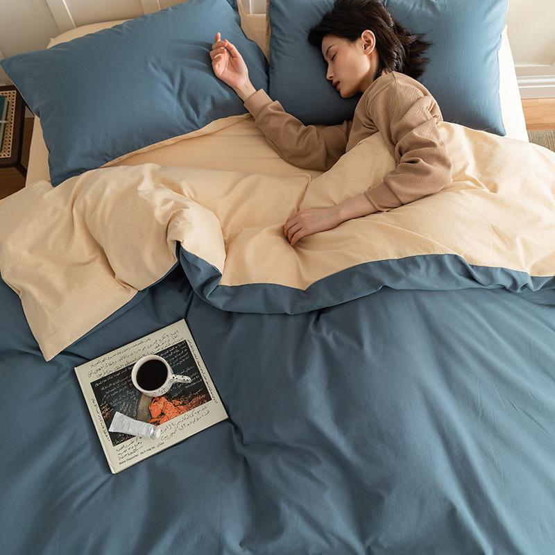 Bedding Four-piece Set Printed Skin-friendly Water Wash Sheets Quilt Cover Pillowcase Set