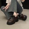 Thick-soled Thick-heeled Lace-up Jk Small Leather Shoes for Women's 2025 Autumn New British-style Small Loafers Popular Single Shoes