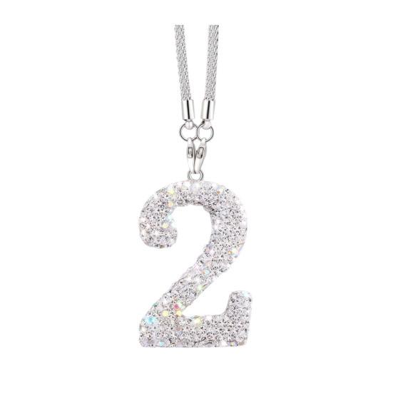 Bling Car Rear View Mirror Accessories Rhinestone Numbers Hanging Ornament 0-10 Automotive Interior Pendant for Women