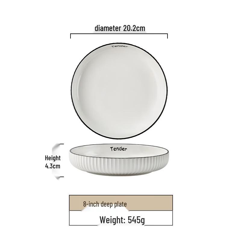 Nordic Ins Style 8-Inch Bone China Compartment Plate