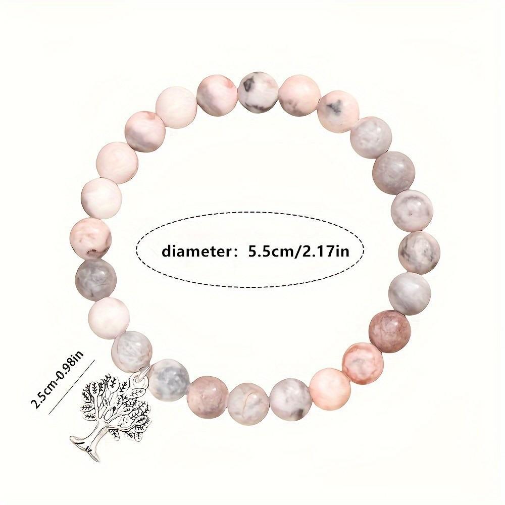 Natural Stone Tree of Life Zebra Stripe Pendant Bracelet Gift Set