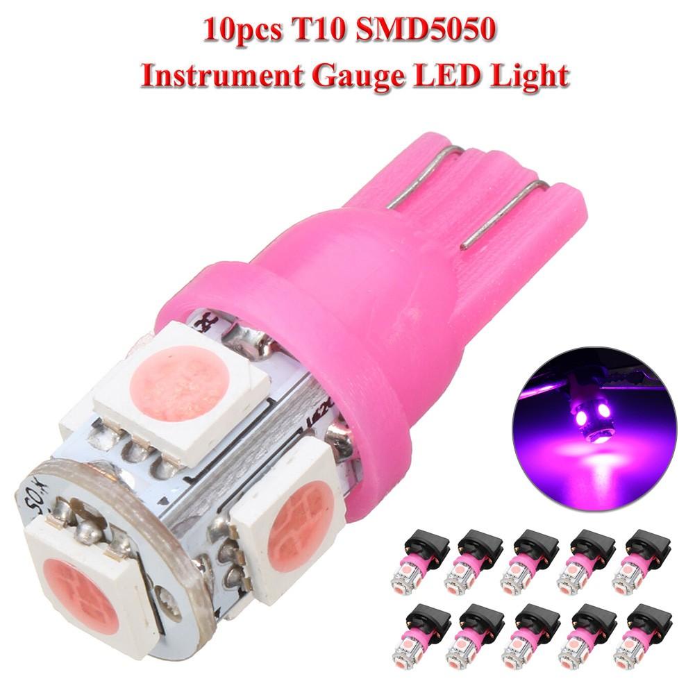 Instrument LED Bulbs Kit Light Purple T10 194 10Pcs