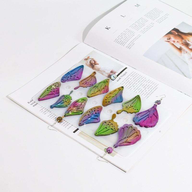 Pendant Mould Butterfly Wing Shaped Jewelry Molds with Hole Hand-Making Accessories Silicone Material for DIY Earrings