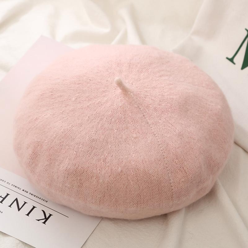 

Женский однотонный вязаный берет, элегантный осенне-зимний теплый головной убор, уличная повседневная универсальная шляпа художника