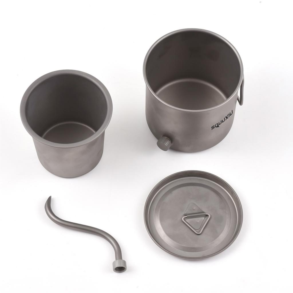 400ml Pour Over Kettle Gooseneck Coffee Kettle Ti Folding Handle  Kettle with Lid and Coffee Filter Ti Pour Over Kettle