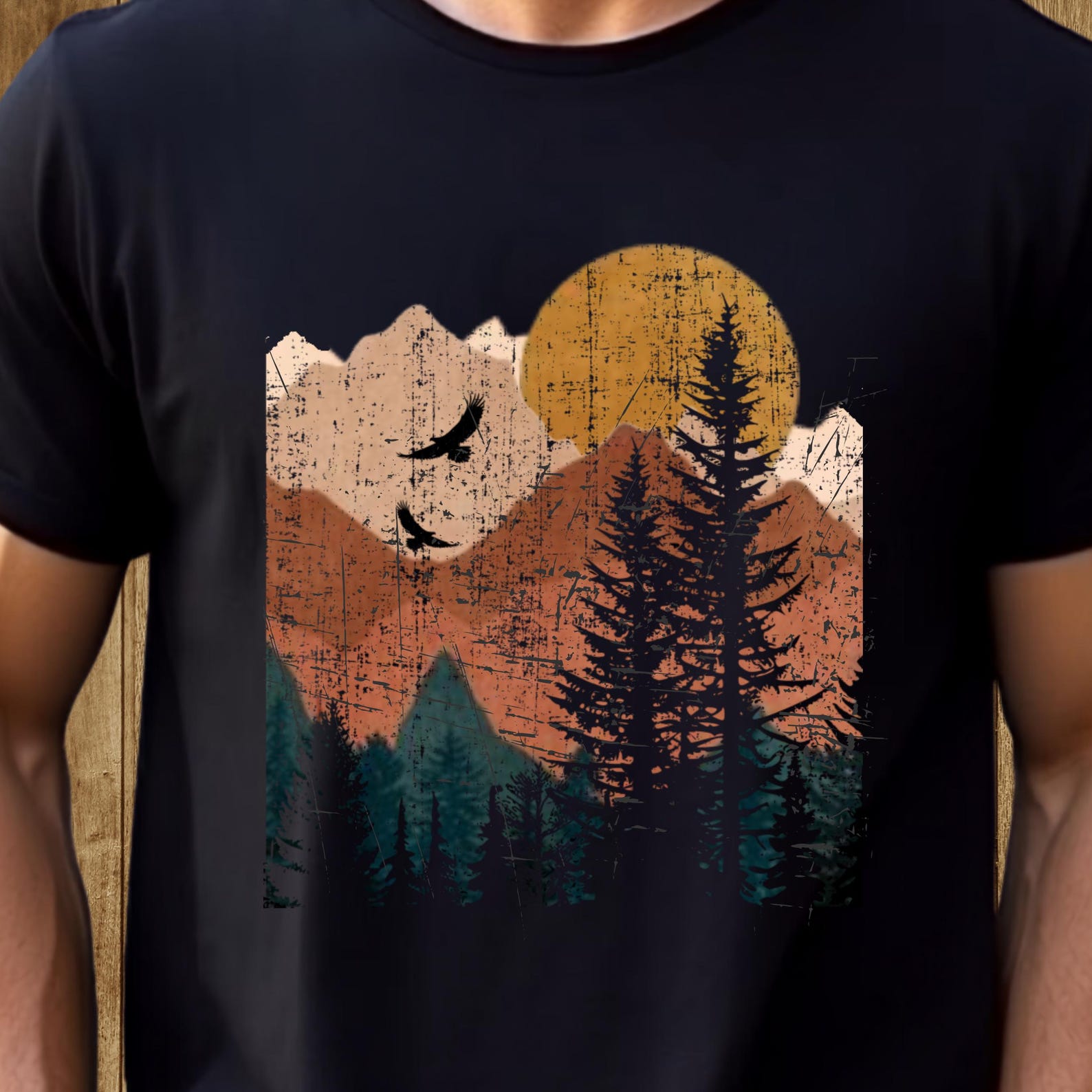 Mountain Ridge Graphic Tee, Nature Camping Outdoors T-Shirt travel L