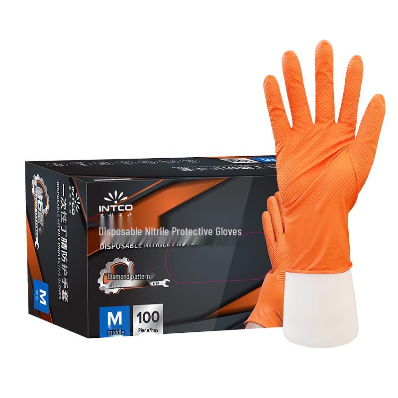 Inco Medical Disposable Nitrile Gloves, Thick Diamond Pattern