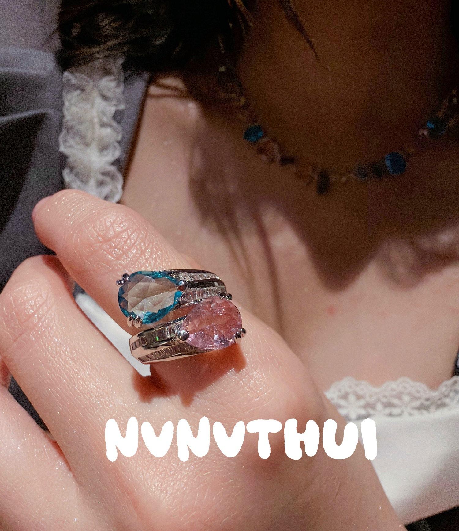 Jewelry Party Garden Dopamine Rainbow Gem Necklace, Banquet Haute Couture Huazi Candy Flash Diamond Earrings Set