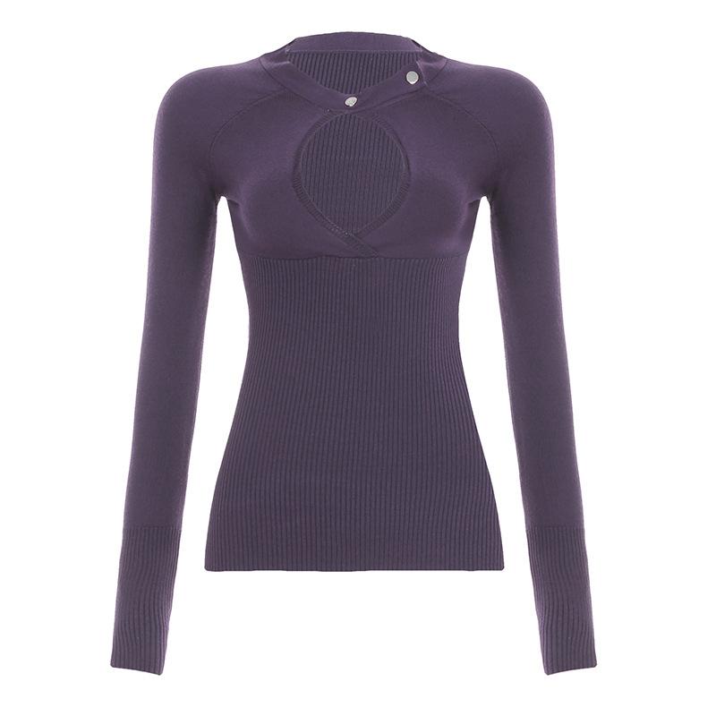 

Женская индивидуальная однотонная тканая блузка Spice Girl с глубоким вырезом и длинным рукавом для похудения M фиолетовый