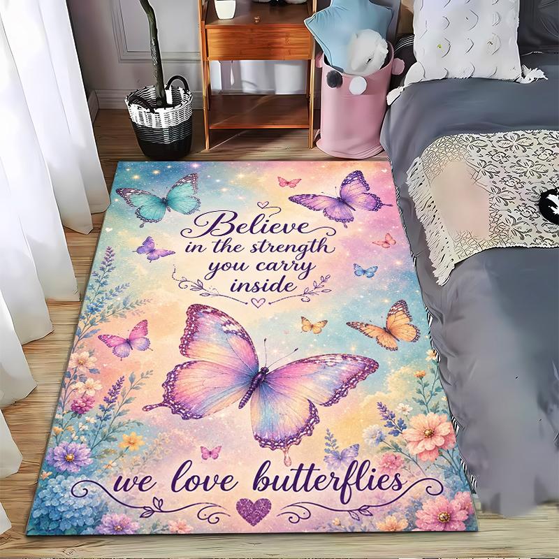 Butterfly carpet Set with Inspirational Quote carpet set (1 duvet cover, 2 pillowcases, duvet not included)
