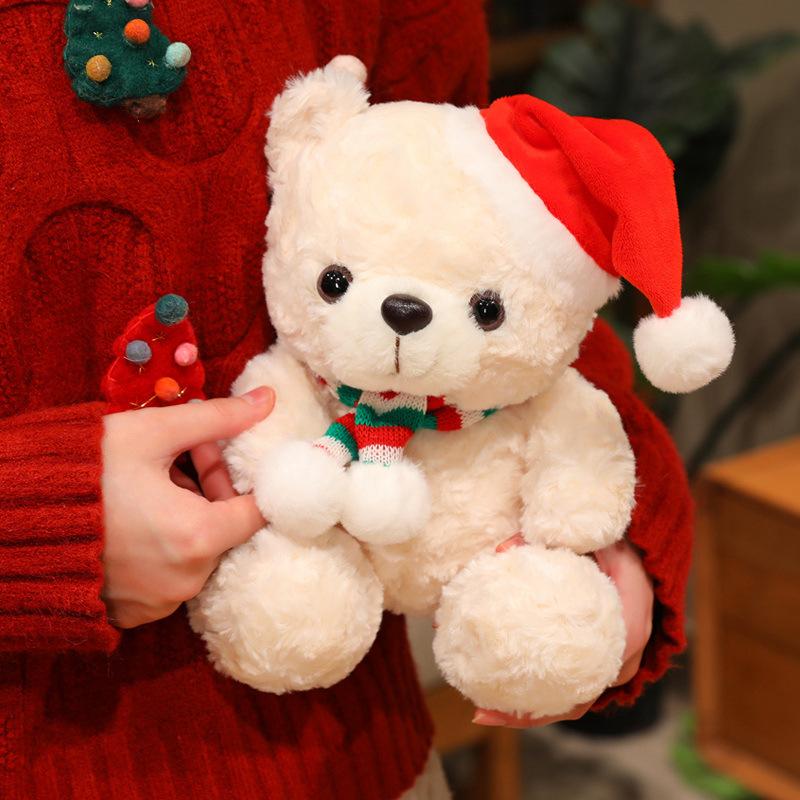 Christmas Hat Teddy Bear Doll Plush Toy Christmas Bear Doll Grabber Ragdoll Gift Cross