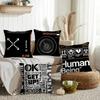Be Happy and Good Luck Cushion Cover Short Plush DoubleSided Printing Home Machine Washable In Warm Winter Pillow Cover