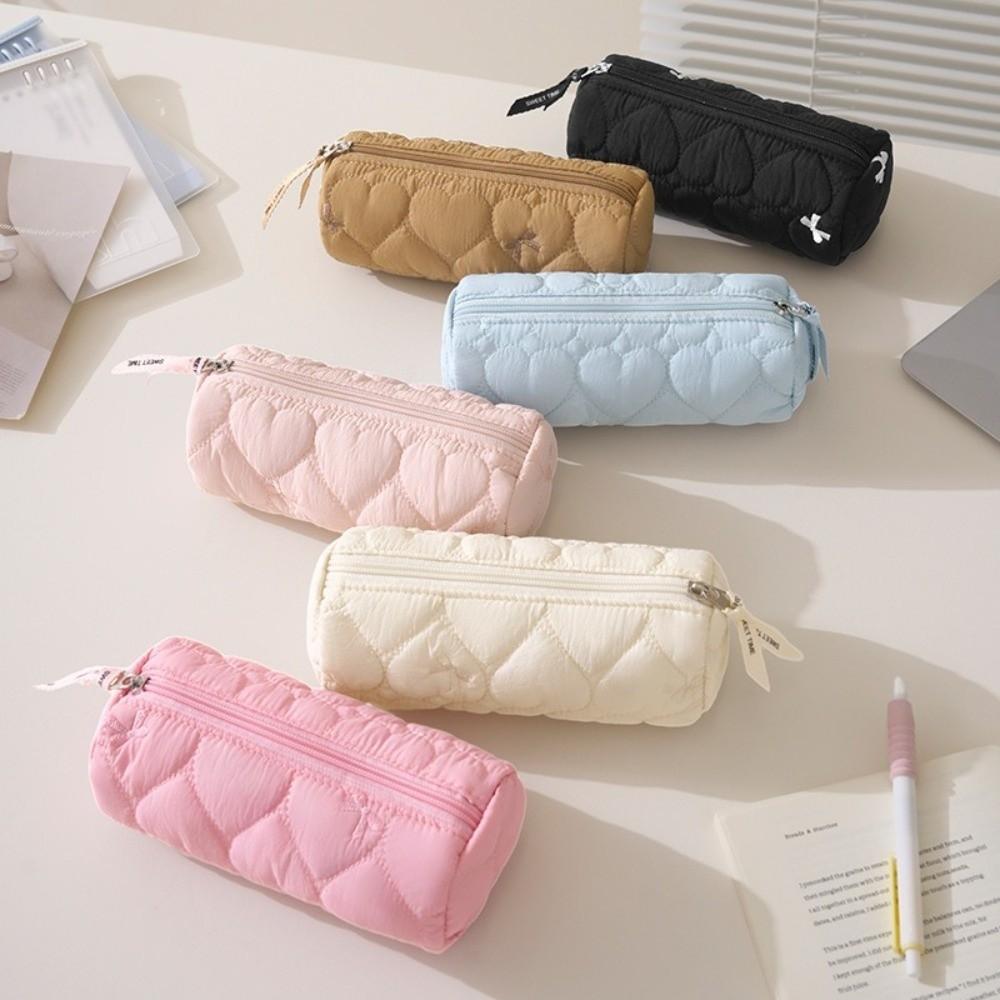 Large Capacity Pencil Case Love Bowknot Design Pencil Box New Makeup Brush Organizer for Students