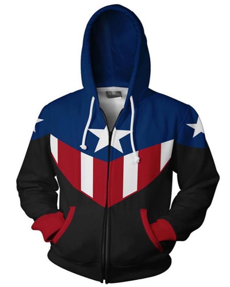 

Autumn Men s Captain America Zipper Hoodie Sweatshirt 5XL